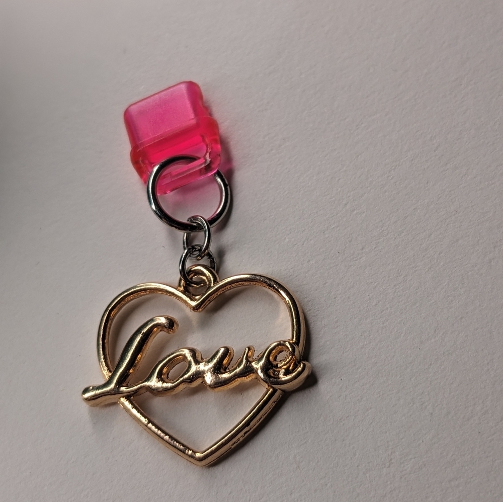 Dust Plug Charm Kindle and charging port USB-C USBc Love Heart pink red cute